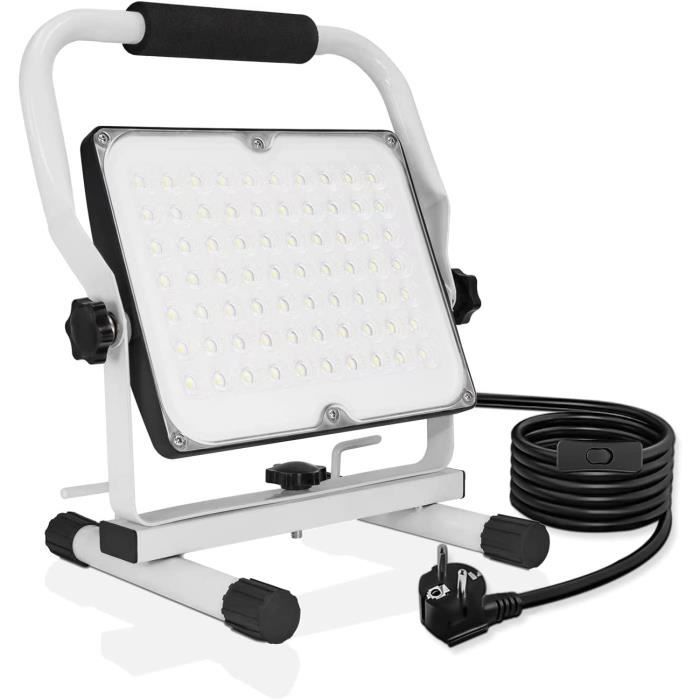 Cecaylie Projecteur de chantier LED avec trépied, télescopique, lampe