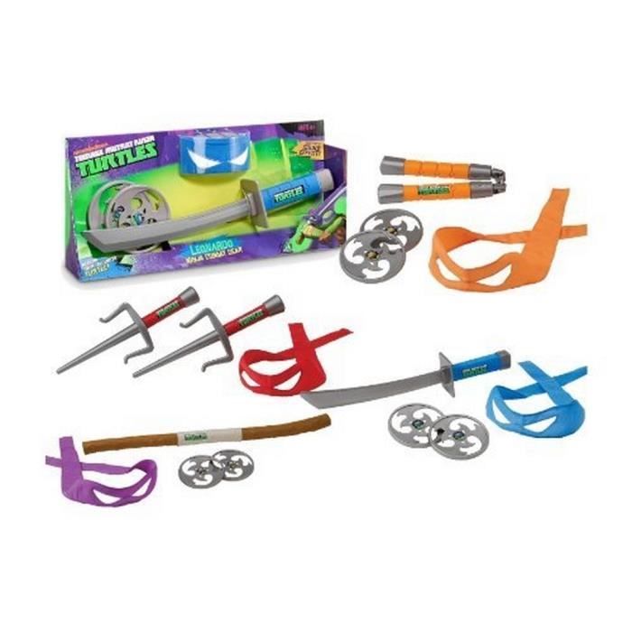 Arme De Leonardo Tortues Ninja - Katana Télescopique Avec Étoile Ninja Et Bandeau - Jouet Enfant 4 Ans
