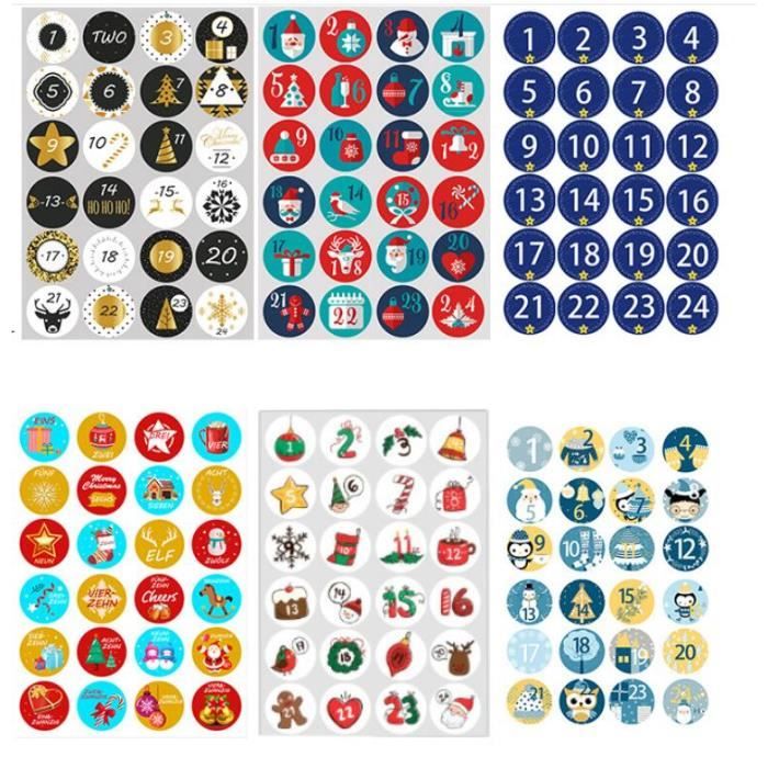 日本全国送料無料商品 特集 L'Avent de Calendrier Noël Autocollants, Calendrier Stickers 手帳・カレンダー