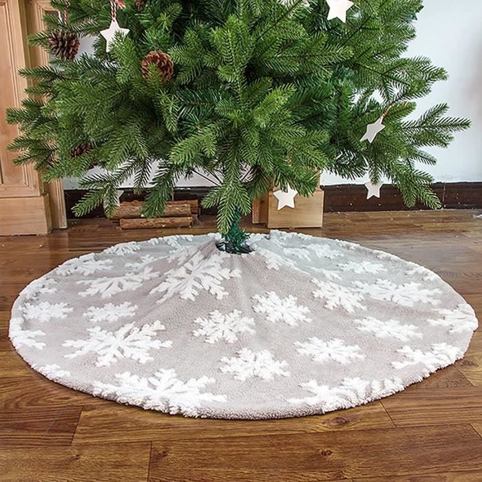 Domybest Jupe de Sapin de Noël en Peluche Blanc Jupe Arbre de Noël Tapis de Sapin De Noël en Fausse Fourrure Couvre-Pied de Sapin de Noël Cache Pied Sapin de Noël