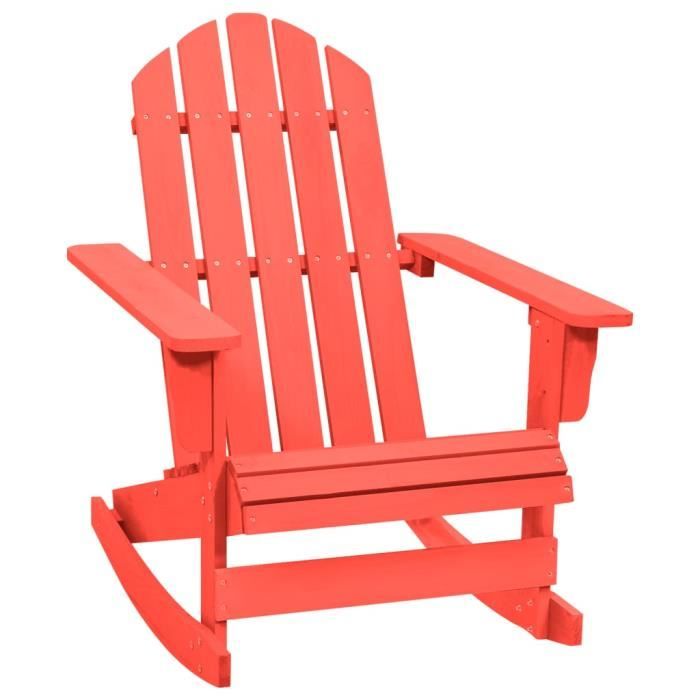 maison(51990) fauteuil à bascule de jardin - chaise de loisirs moderne - adirondack bois de sapin rouge