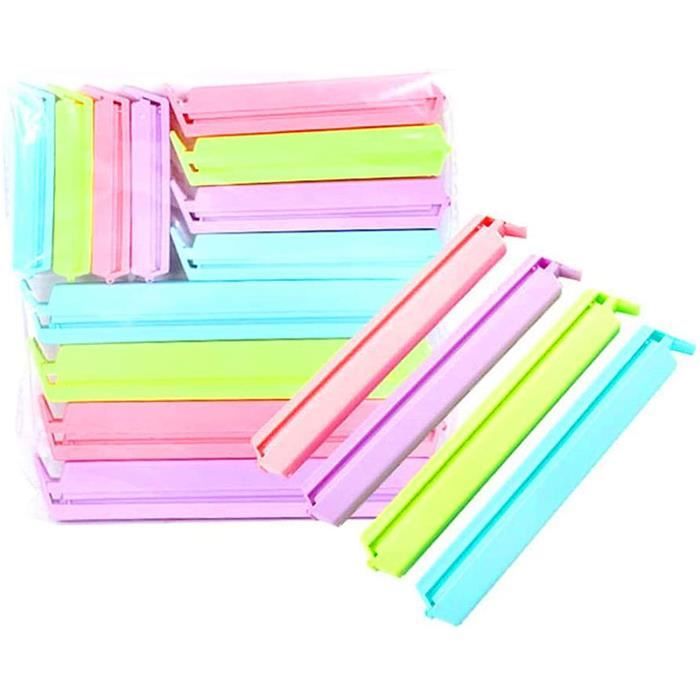 12 Clips De Fermeture Pour Sacs Alimentaires - Réutilisables, Colorés (bleu, Rose, Vert), Tailles 7-16 Cm, Pour Conserver Fraîcheur Collations Et Ingrédients