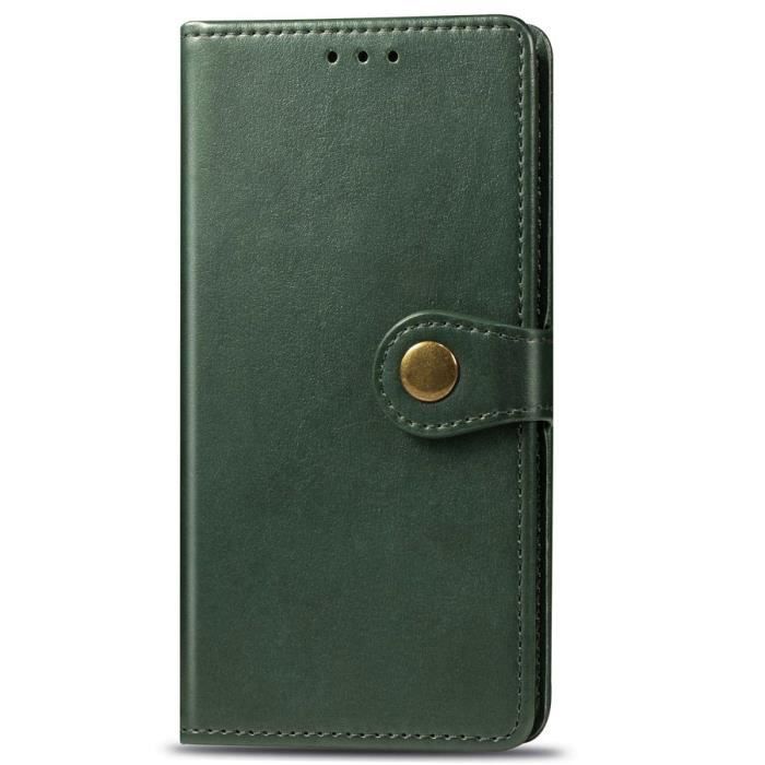 Coque Folio Samsung Galaxy S21 Plus (5G)Vert Couleur Pure Cuir Bumper Coque Protection Élégant avec Porte Cartes et Support