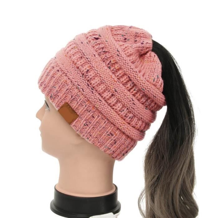 Bonnet D’hiver Avec Trou Pour Queue De Cheval – Doublé Satin Pour Cheveux Bouclés, Chaud Et Protecteur