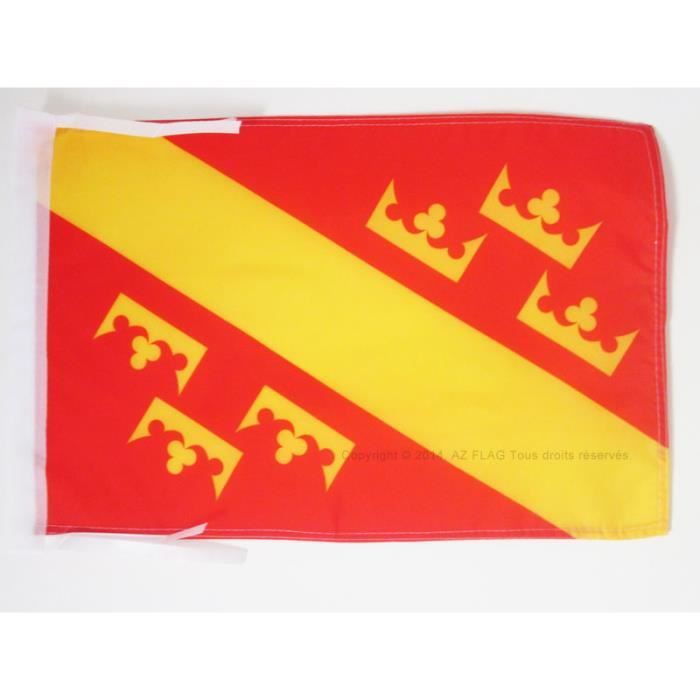 Drapeau Alsace Voiture 45x30 Cm – Car Flag Alsacien Polyester Avec Hampe PVC Et Attaches Fenêtre