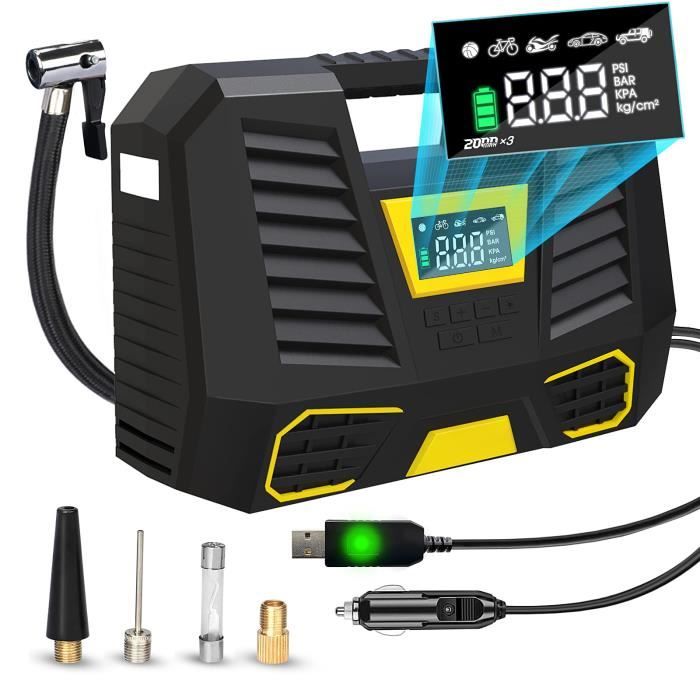 Compresseur à Air Portatif Batterie6000mAh Compresseur Air Gonflage RapideCompresseur Voiture 12vMini Gonfleur Pneu Voiture