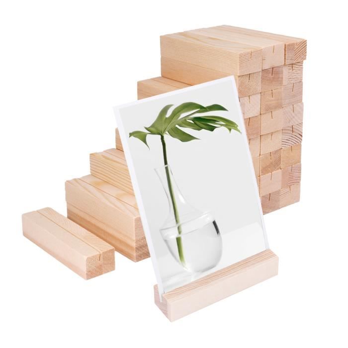 20x Porte-Cartes Bois Hêtre Avec Adhésif - Porte-Menu Table Mariage Restaurant Événement