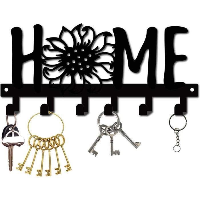 Porte-clés Mural Vintage En Bois Avec 6 Crochets Et Tablette - 30,5 X 12,2 Cm - Rangement Entrée, Couloir, Bureau - Installation Facile