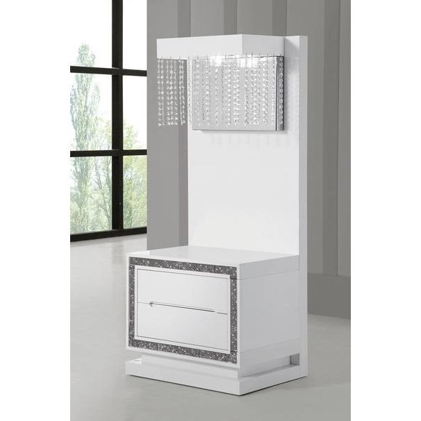 Table De Chevet Design Laque Blanc Haute Brillance Achat Vente