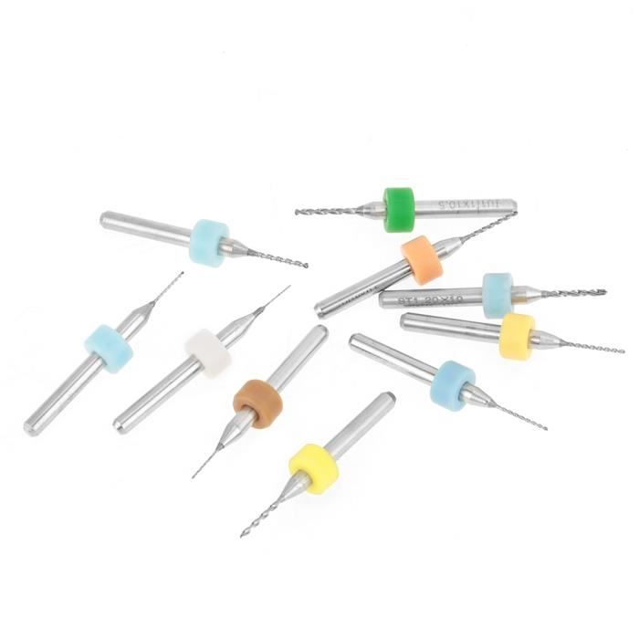 Kit 10 Micro-forets PCB Carbure De Tungstène – De 0.1mm à 1.0mm – Pour Circuits Imprimés