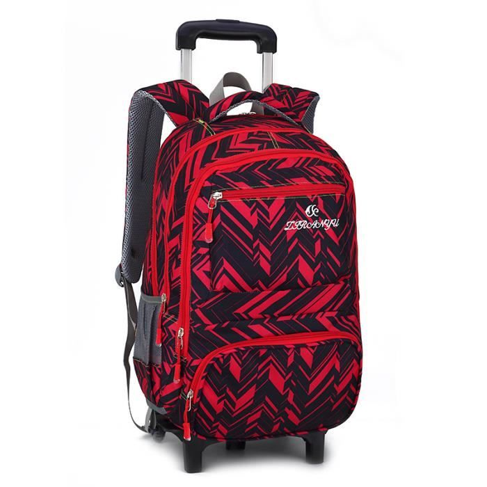 Cartable Rouge Cartable à roulettes Baclpack École pour Les Garçons et Les Filles ...