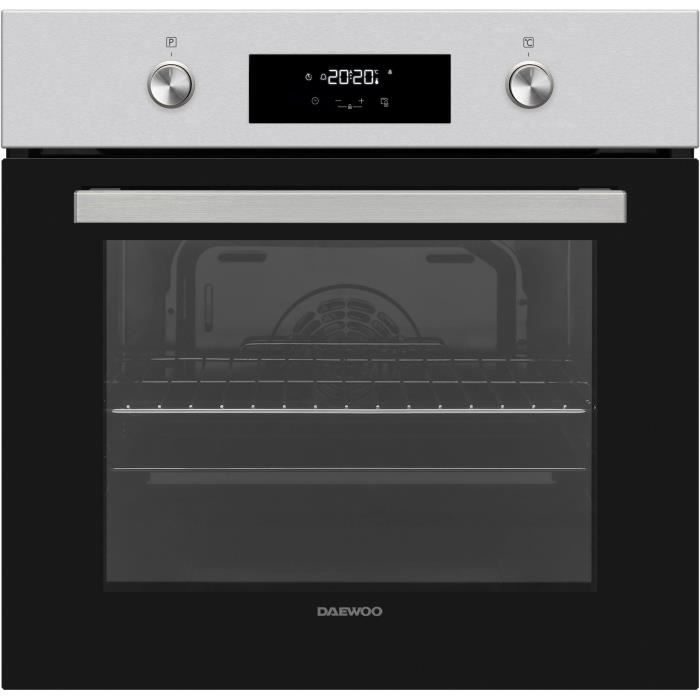 Four encastrable - Pyrolyse - Chaleur tournante - DAEWOO - BO6PR27MINL - Inox / Noir - Porte froide - 595 x 575 x 595 cm