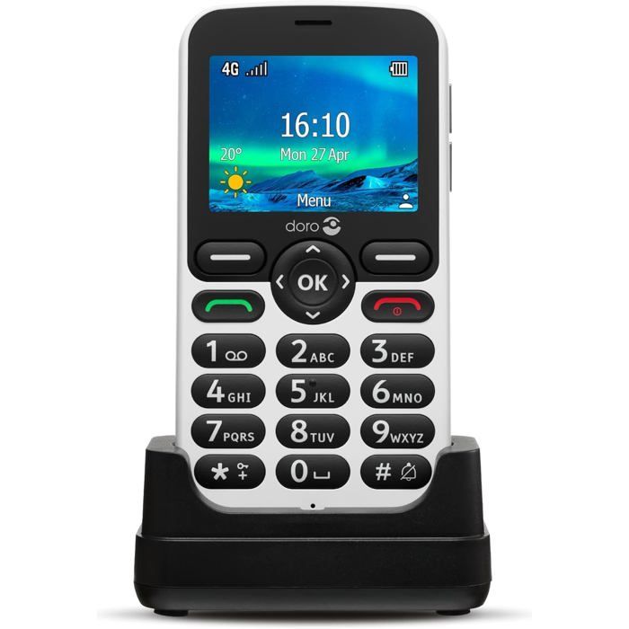 doro 5860 Téléphone portable pour séniors avec station de charge noir/blanc