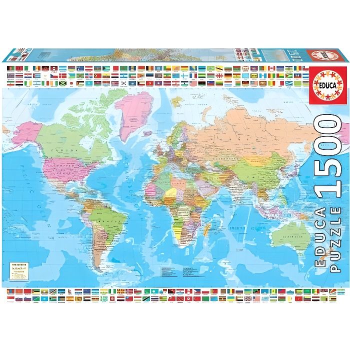 Puzzle Adulte : Carte Du Monde - 1500 Pieces -