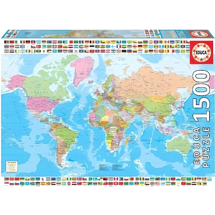 Puzzle Adulte : Carte Du Monde - 1500 Pieces - Educa Collection Pays -  Mappemonde - Planisphere - Cdiscount Jeux - Jouets