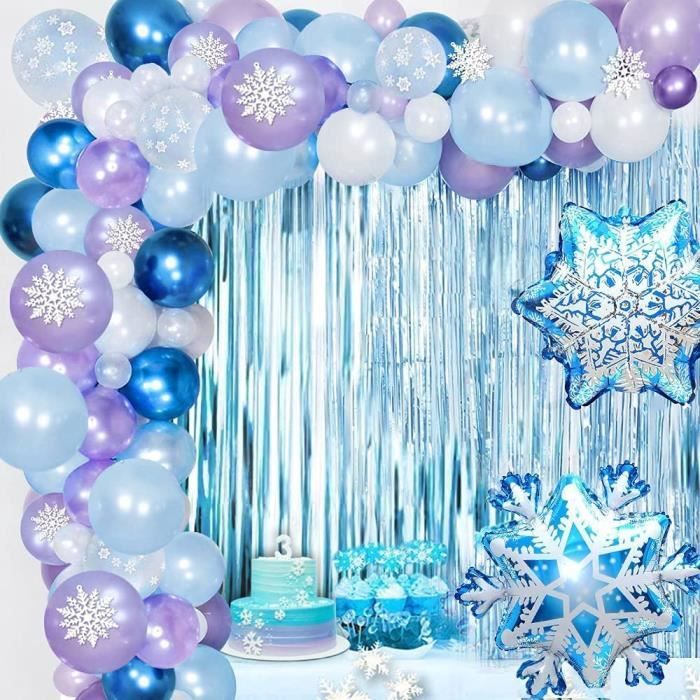 Décoration D'anniversaire La Reine Des Neiges Pour Filles Avec Bannière,Ballons En Aluminium