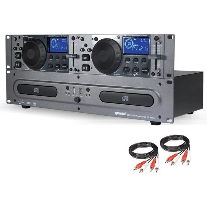 GEMINI CDX-2250i Double Lecteur CD MP3 - CD AUDIO - USB + Câbles
