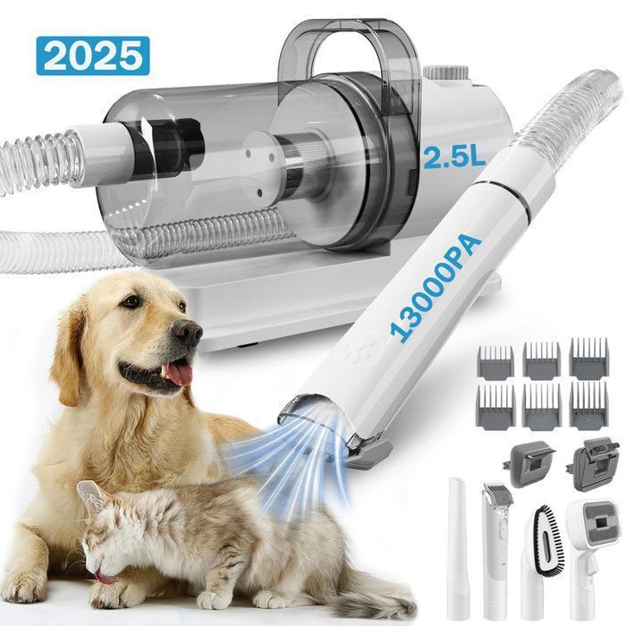 Comparer les prix de Tondeuse pour Chien/Chat 6 en 1 Aspirateur pour Animaux 13000PA Bac à Poussière de 25 L Ultra-silencieux