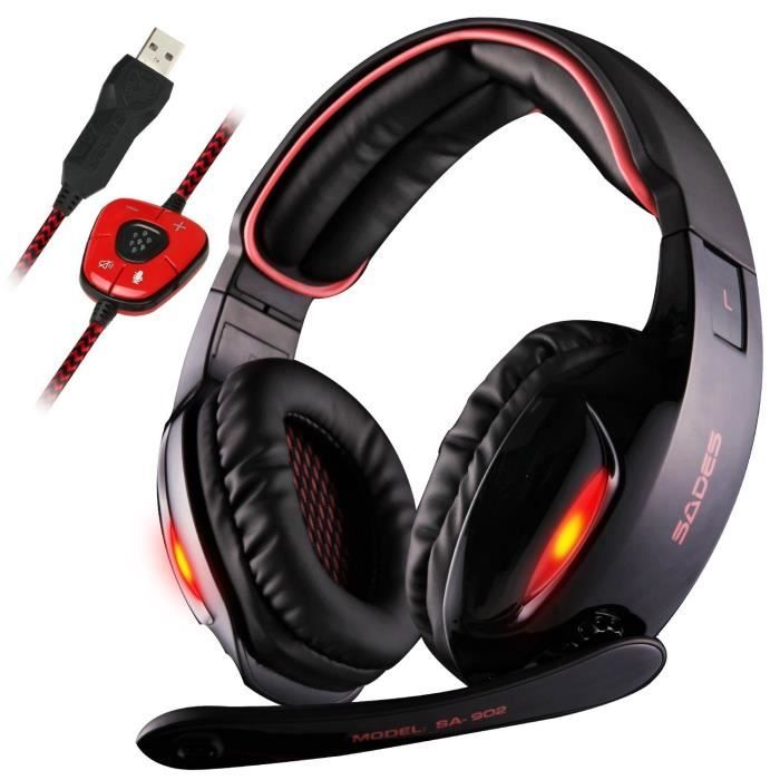 Casque Gamer pour PC, Laptop SA-902 USB Gaming Headset avec Micro 7.1 son  Surround - Cdiscount Informatique