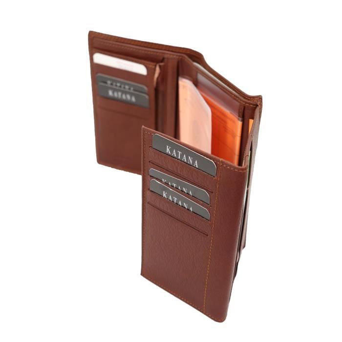KATANA portefeuille en cuir sauvage grand format à volets réf