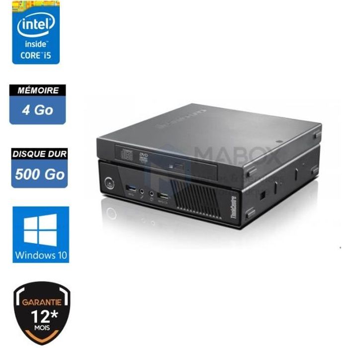 LENOVO THINKCENTRE M93P USFF - I5 - 4Go - 500Go- DVDRW - WINDOWS 10 PRO - GARANTIE Reconditionné - Lenovo reconditionné disponible sur Cdiscount Seconde Vie