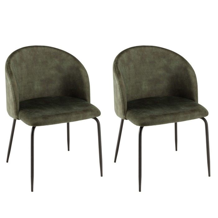 MACABANE TOM - Lot de 2 chaises tissu velours vert sapin dossier enveloppant MACABANE TOM - Lot de 2 chaises tissu velours vert sapin dossier enveloppant