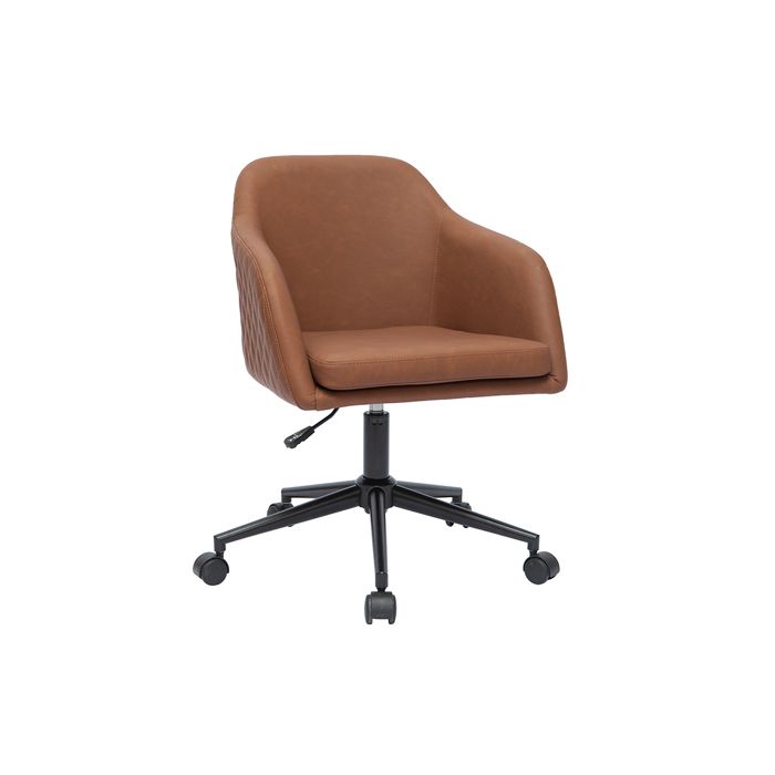 fauteuil de bureau design marron doug - miliboo - réglable en hauteur - avec accoudoirs - a roulettes