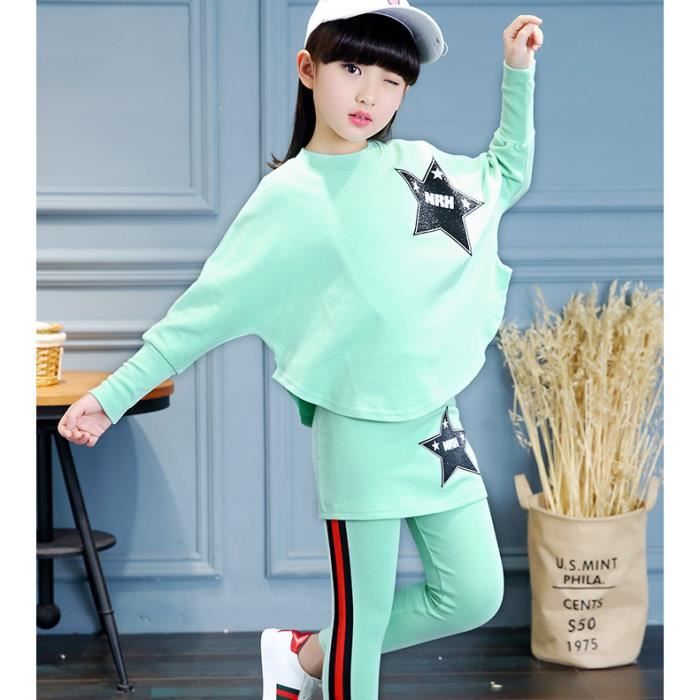 Enfants Bebe Filles 2 Pieces Sportswear Ensemble Vert Achat Vente Survetement Cdiscount