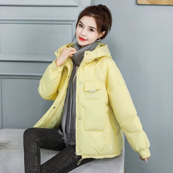 MANTEAU Femme Hiver Coton Retro elegant Ample Garder au chaud Confortable Classique Jaune GOGOQ
