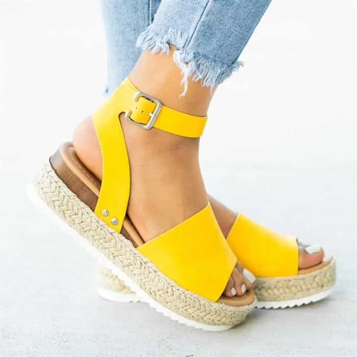 Sandales Été Compensées Femme Grande Pointure – Chaussures Plates Confortables Respirantes, Style Élégant Européen Pour Plage Et Ville