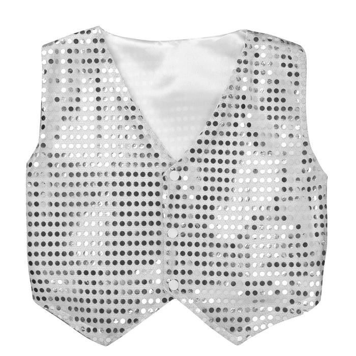 2025 Tenue Paillettes Carnaval Bébé Enfant – Gilet Sans Manches + T-shirt Manches Longues Fille Garçon 140