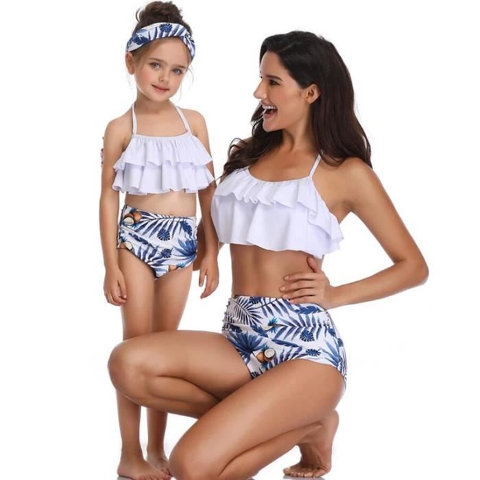 Maillots de bain mère fille ensemble bikini assorti maillot de bain fille
