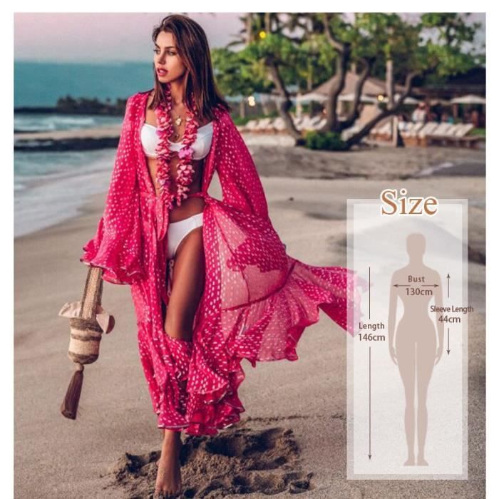Kimono Mousseline Transparent Imprimé Floral - Cache-bikini Femme Léger Et élégant