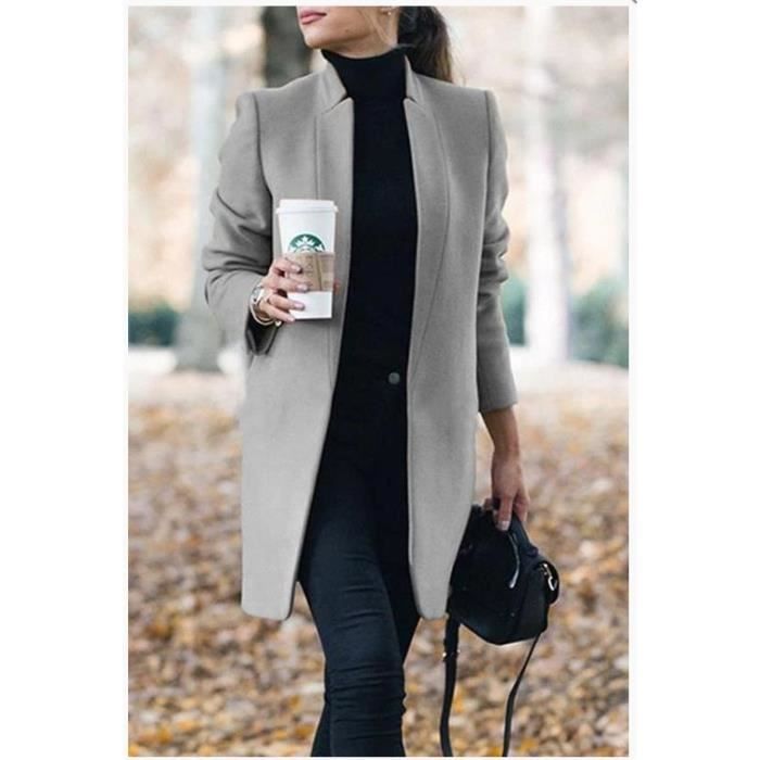 Manteau laine kaki store femme
