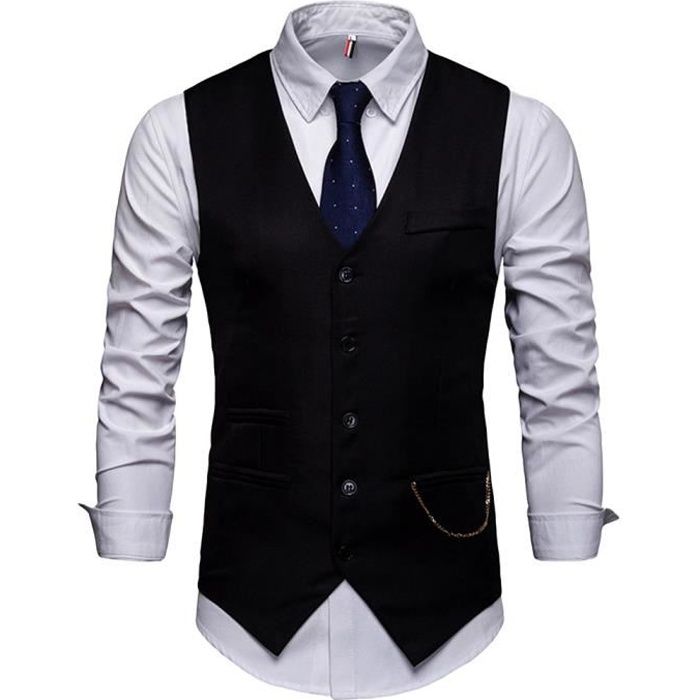 Hommes Gilet Costume Sans Manche Gilet de Costume Slim Fit Casual