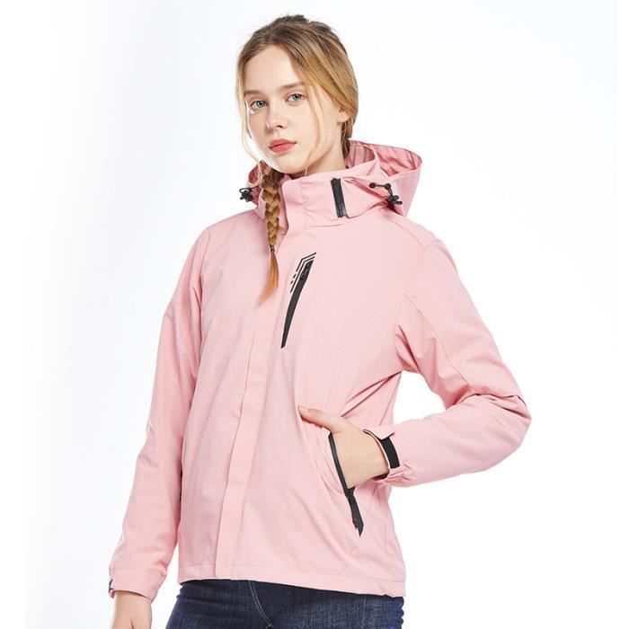 Veste De Ski 3 En 1 Femme - Polaire Imperméable Coupe-Vent - Softshell Avec Capuche Amovible - Veste Hiver Demi-Saison