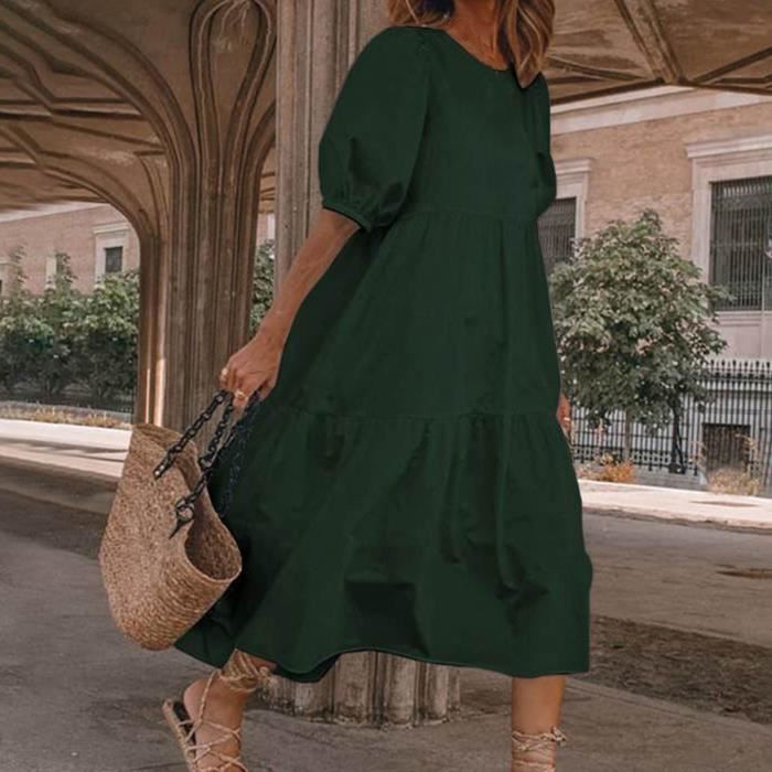 ROBE Robe longue en polyester style Green Green Cdiscount Pr t