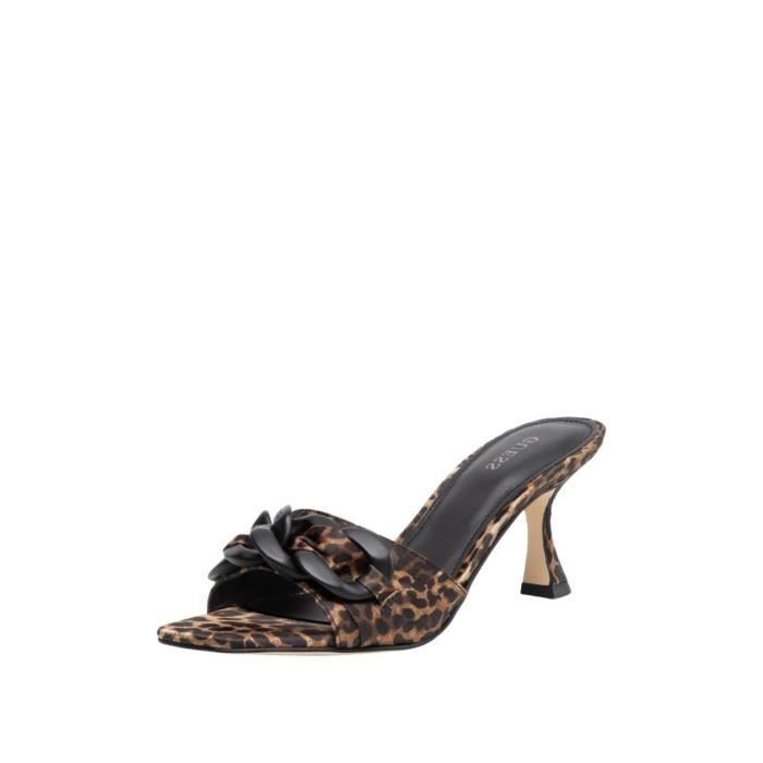 Sandales A talons cuir Guess Femme Ref 56029 Leopard Marron