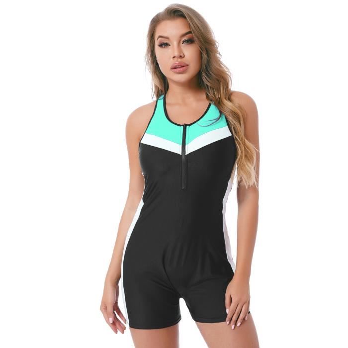 YONGHSFR Femme Maillot de Bain 1 Pièce Combishort de Bain Natation