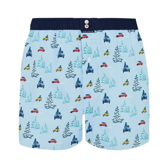 Caleçon Long Homme Imprimé Humour Noël - 100% Coton - Taille élastique - Confortable Et Drôle - Idée Cadeau Décontractée