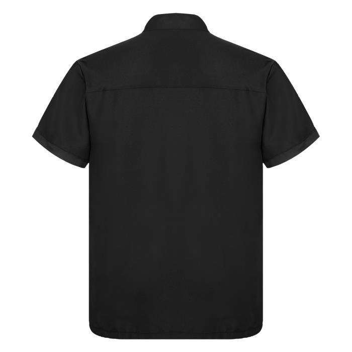 YIZYIF Veste de Cuisinier Manteau de Chef Manches Courtes avec Poche Vêtement Travail M-3XL Noir