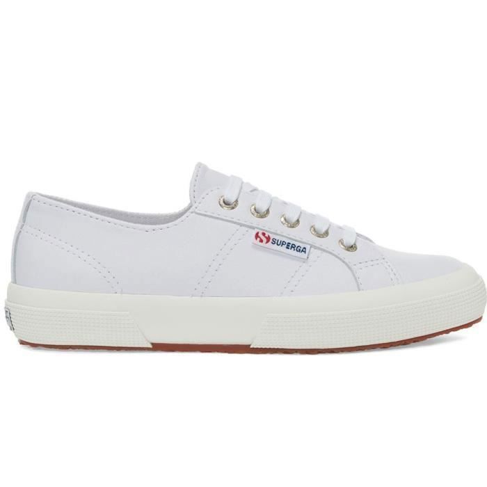 Superga cuir shop blanc femme