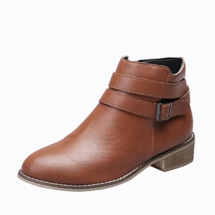 Bottines Femme En Cuir Marron Lollipops - Taille 37 - Talon Bas - Style Santiague - Neuves Sans Boîte