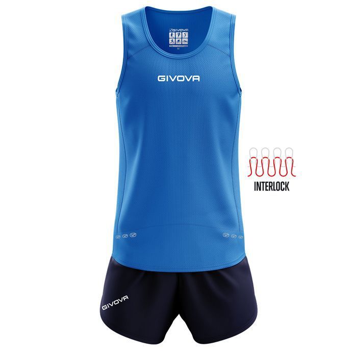 Ensemble running débardeur et short Givova New York - bleu - homme
