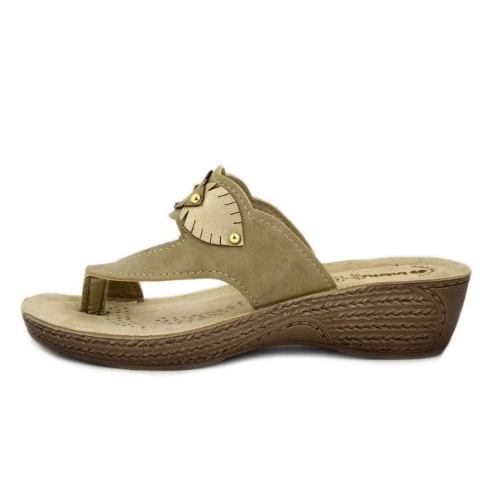 Tong cuir femme best sale confort