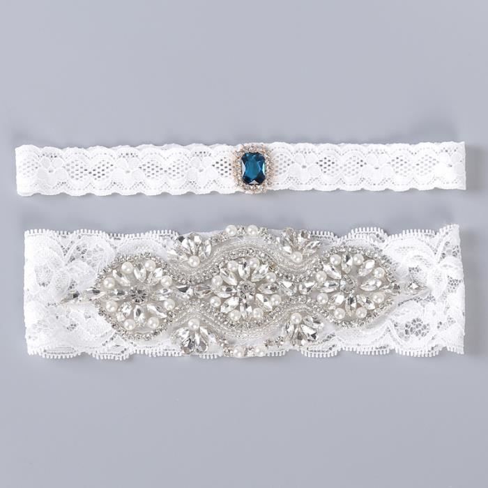 Lot De 2 Porte-jarretelles Femme En Dentelle Blanche - Élastique 40 Cm - Pour Mariage, Fête, Lingerie