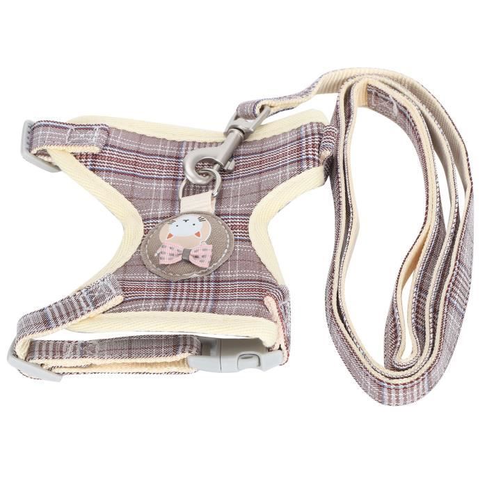 Comparer les prix de Harnais pour chat avec laisse - MXZZAND - Plaid marron - 1,5 cm - Ajustable - Confortable et respirant