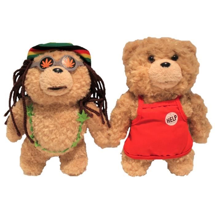 Jouet en peluche - NO NAME - Peluche Ted lot de 2 avec tablier rouge et reggae 20 cm - Beige - Mixte - 3 ans+