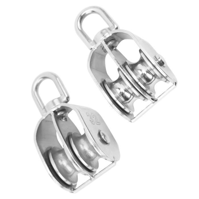Lot De 3 Poulies Pivotantes Double œil - 1,5 Pouce, Nickelées, Charge 50 Lbs, Neuf