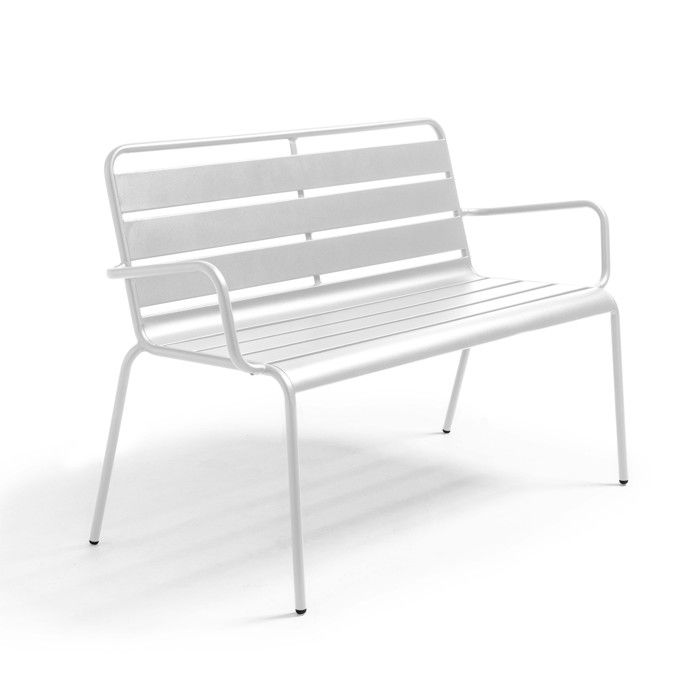 Banc De Jardin Avec Accoudoirs En Metal Traite Anti Uv Style Industriel Achat Vente Banc D Exterieur Banc De Jardin En Metal Cdiscount